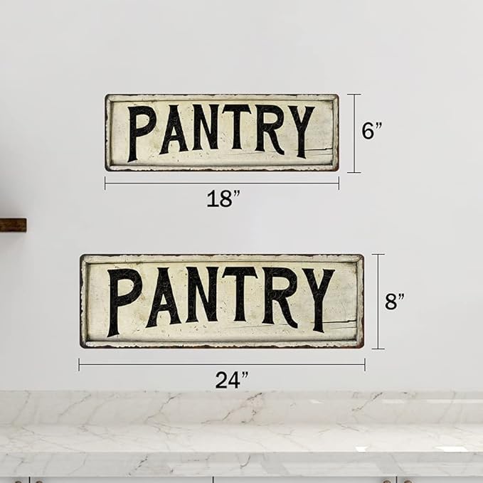 PANTRY Sign Farmhouse Signs Wall Decor Art Country Decorations Rustic Vintage Home Tin Plaque Kitchen Gift 6 x 18 Matte Finish Metal 106180028237