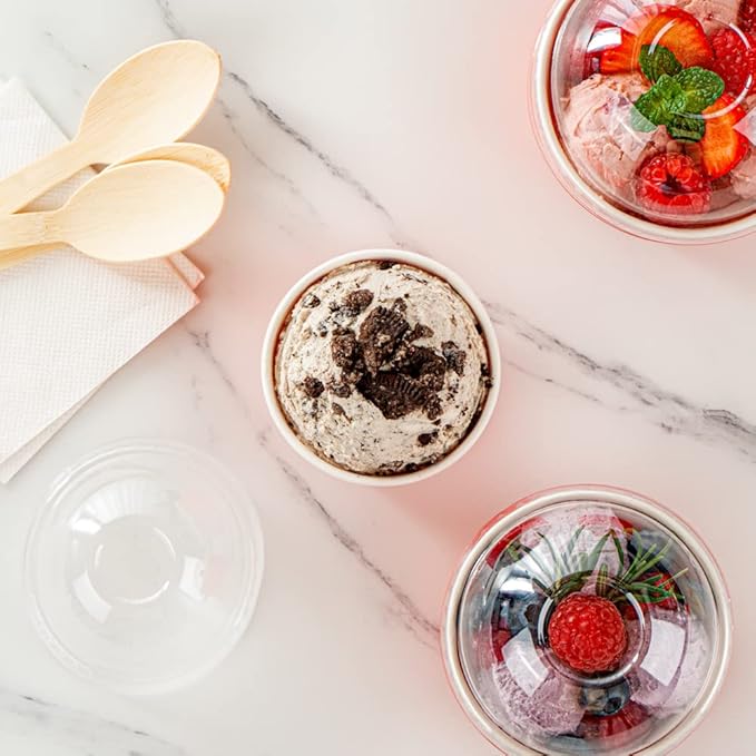 Coppetta 3-Ounce Dessert Cups, 200 Disposable Ice Cream Cups - Lids Sold Separately, Heavy-Duty, Red Paper Frozen Yogurt Bowls, For Hot And Cold Foods, Perfect For Gelato Or Mousse - Restaurantware