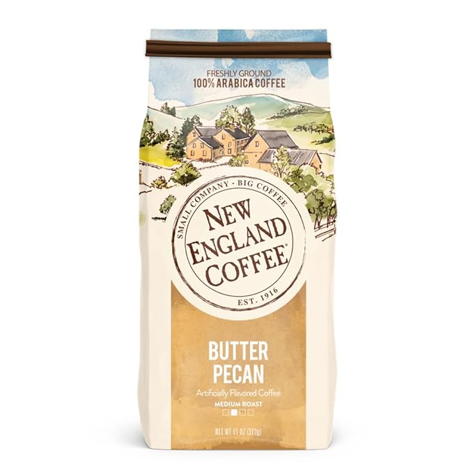 New England Coffee Variety Pack - Butter Pecan/Blueberry Cobbler/Hazelnut Creme, 11oz Bag (Pack of 3)