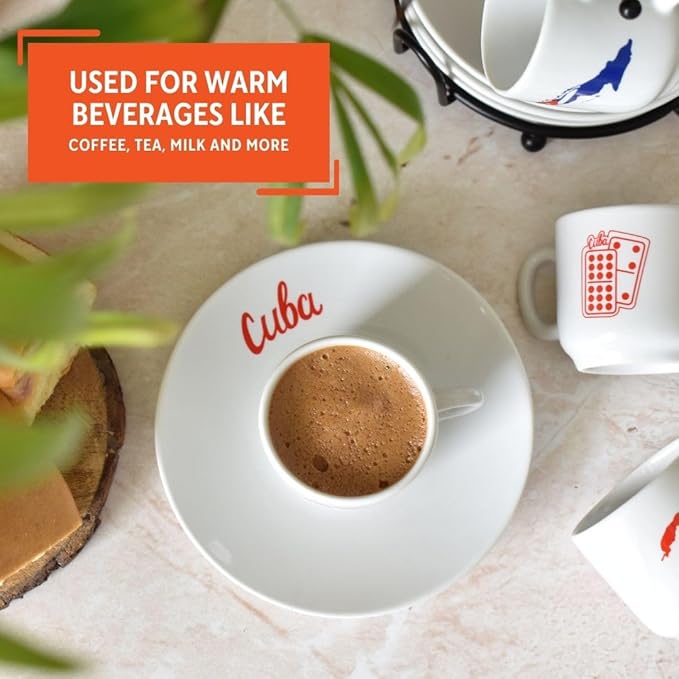 IMUSA 8pc 1.5oz Cuba Espresso Cups & Saucers Set w/Rack