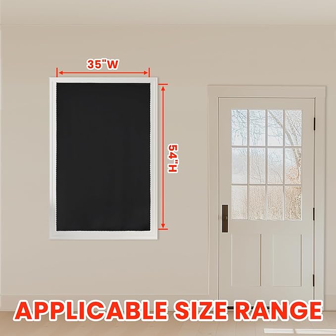 AJAZZ self Adhesive Portable 100% Blackout Curtains Simple and Easy to installBedroom Window Thermal Lnsulated Kitchen Room Darkening Black Small Drapes 1-Pack
