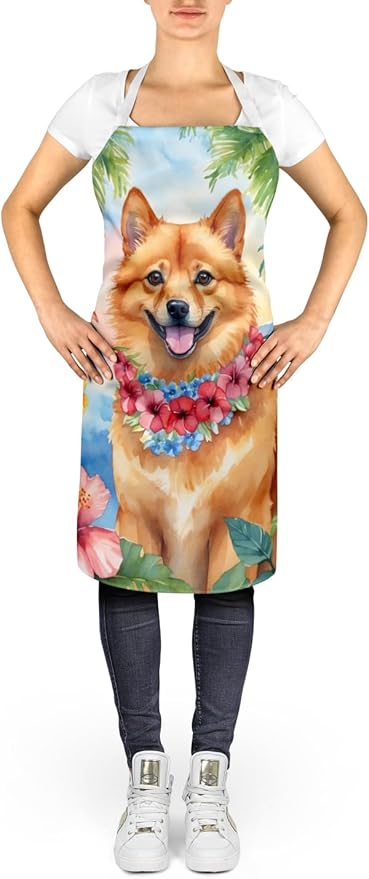 Caroline's Treasures Finnish Spitz Luau Apron Cooking Kitchen Server Baking Crafts Gardening for Adult Women Men, Unisex, Large, Multicolor