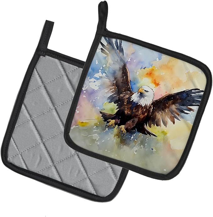Caroline's Treasures Eagle Pair of Pot Holders Kitchen Heat Resistant Pot Holders Sets Oven Hot Pads for Cooking Baking BBQ, 7 1/2 x 7 1/2