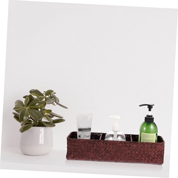 CHILDWEET Sturdy Seagrass Basket Handles Wicker Storage Basket for Home Organizing
