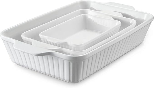 DOWAN Ceramic Baking Dishes, Set of 3 (15.6"/12.2"/8.9")
