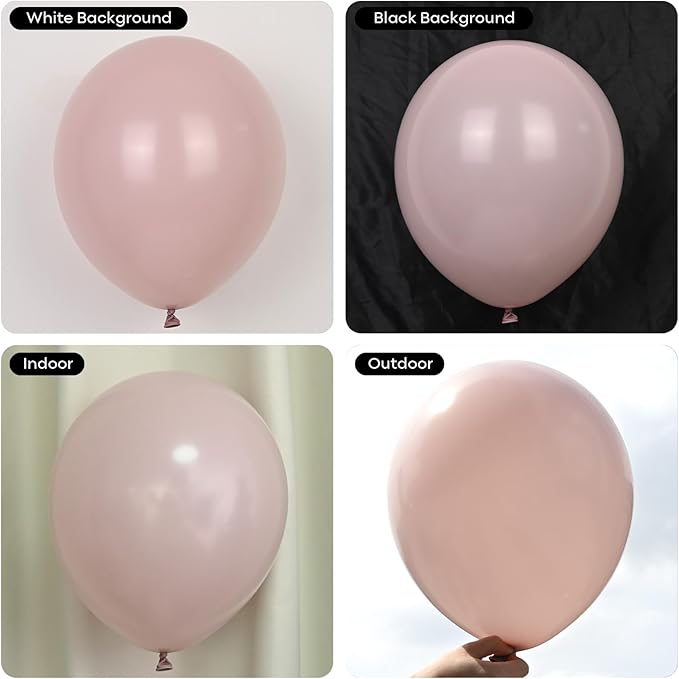Dusty Pink Balloon Garland Arch Kit, Double Stuffed Pearl Pink White and Gold Balloon Large Clear Balloons for Girls Baby Shower Bridal Shower Wedding Birthday Party Decorations