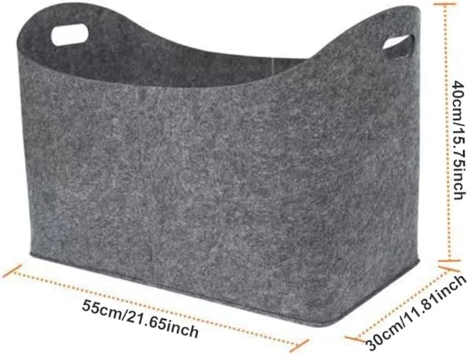 Felt Bags Firewood Basket with Handles Felt Log Storage Basket for Shopping Newspapers GreyDecor