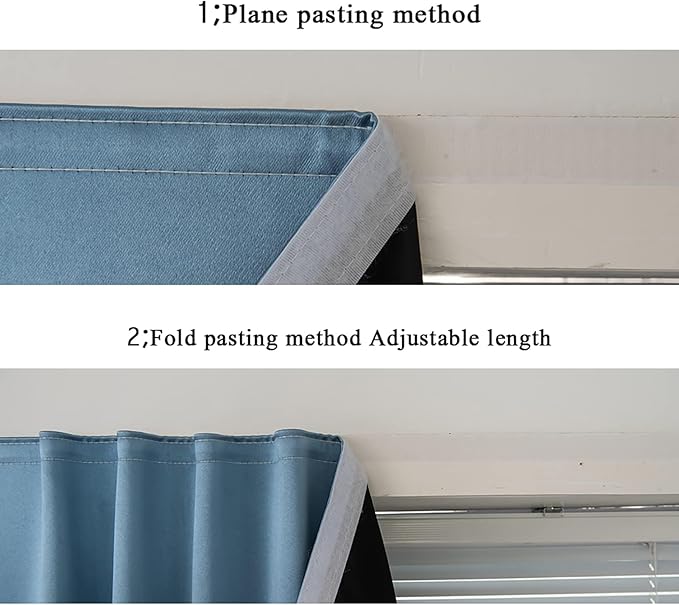 AJAZZ self Adhesive Portable 100% Blackout Curtains Simple and Easy to installBedroom Window Thermal Lnsulated Kitchen Room Darkening Black Small Drapes 1-Pack