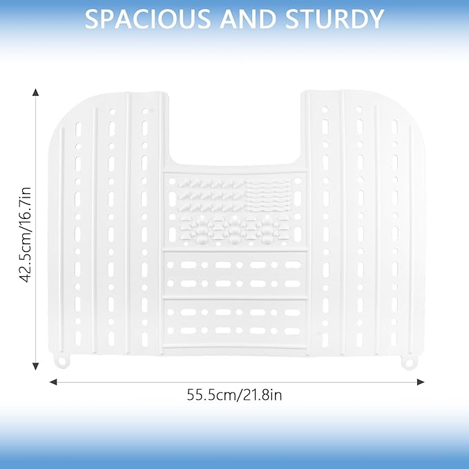 Foldable Sink Cover - Silicone Beauty Makeup Brush Cleaning Mat Tools Organizer with Hanging Loop - for Extra Space & Storage Saver - White