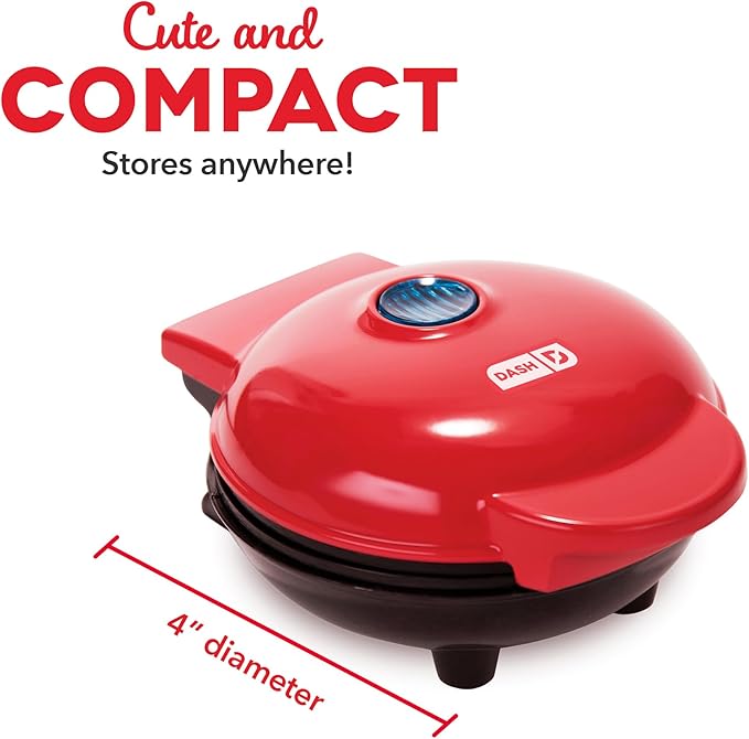 Dash Mini Waffle Maker- Mini Machine for Creative Homemade Treats - Nonstick Iron with Unique Print Design - Stylish Waffle Machine - Red Heart,(Pack of 6)