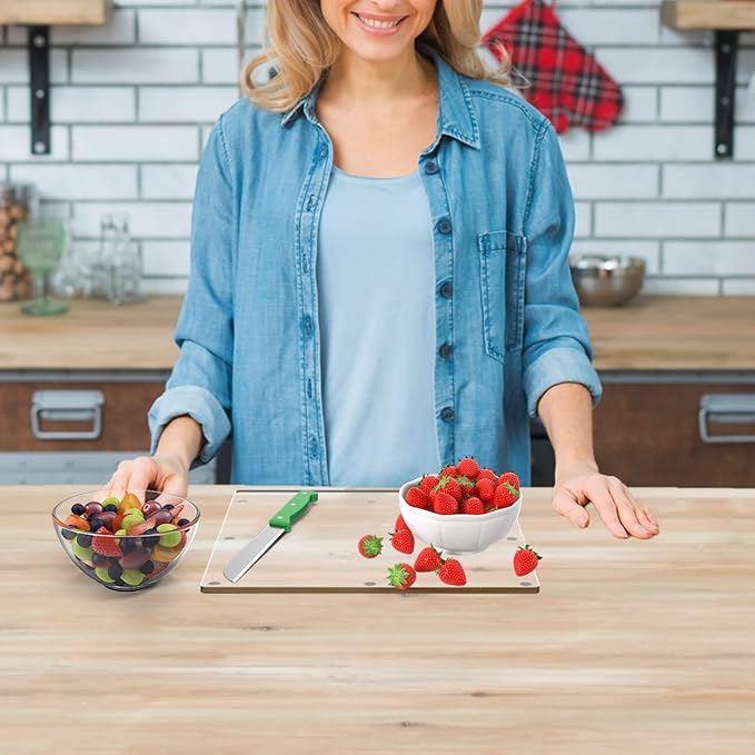 Clear Acrylic Flat Cutting Board 12" x 12" Countertop Charcuterie Chopping Block and Several Rubber Bumpers for Hotels Home Kitchens and Restaurants by Marketing Holders