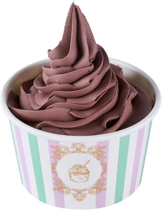Coppetta 8 Ounce Dessert Cups, 50 Greaseproof Ice Cream Cups - Lids Sold Separately, For Hot And Cold Foods, Purple And Blue Stripe Paper Yogurt Bowls, Disposable, Sturdy - Restaurantware