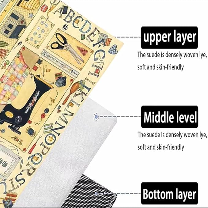 Abstract Scissors Magazine Button Sewing Area Rugs for Conference Room Non-Slip Colorful Sewing Equipment Accessories Patchwork Rug Balcony Decor Rectangular Mat 6'x9'