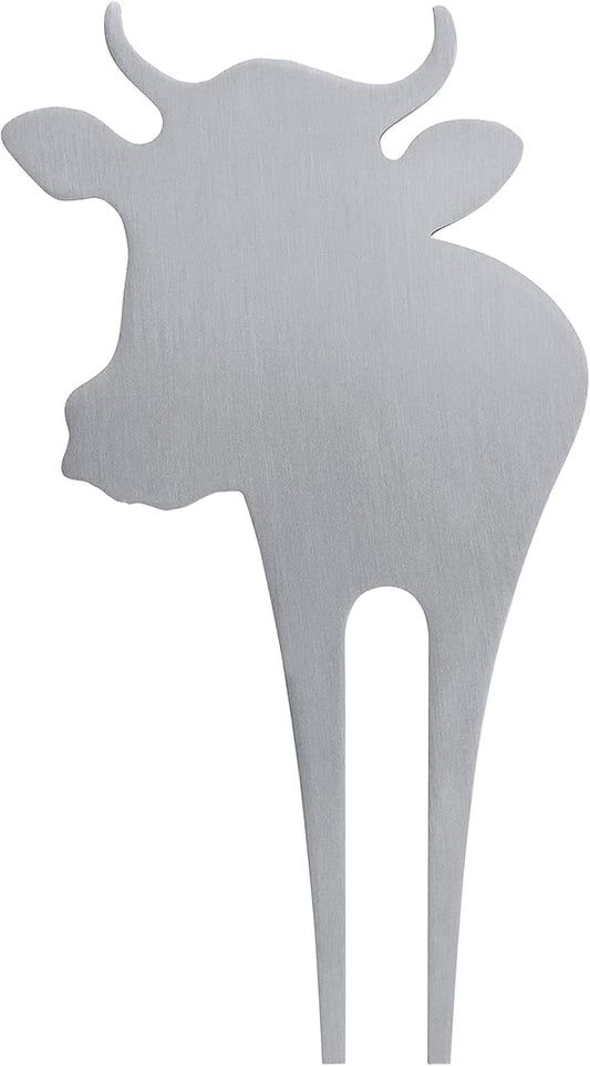 Swissmar CP117 Cheese Marker - Cow, Stainless Steel, 8.5 cm x 4.5 cm, Decorative Cheese Forks/Labels/Cheese Picks, Dishwasher Safe