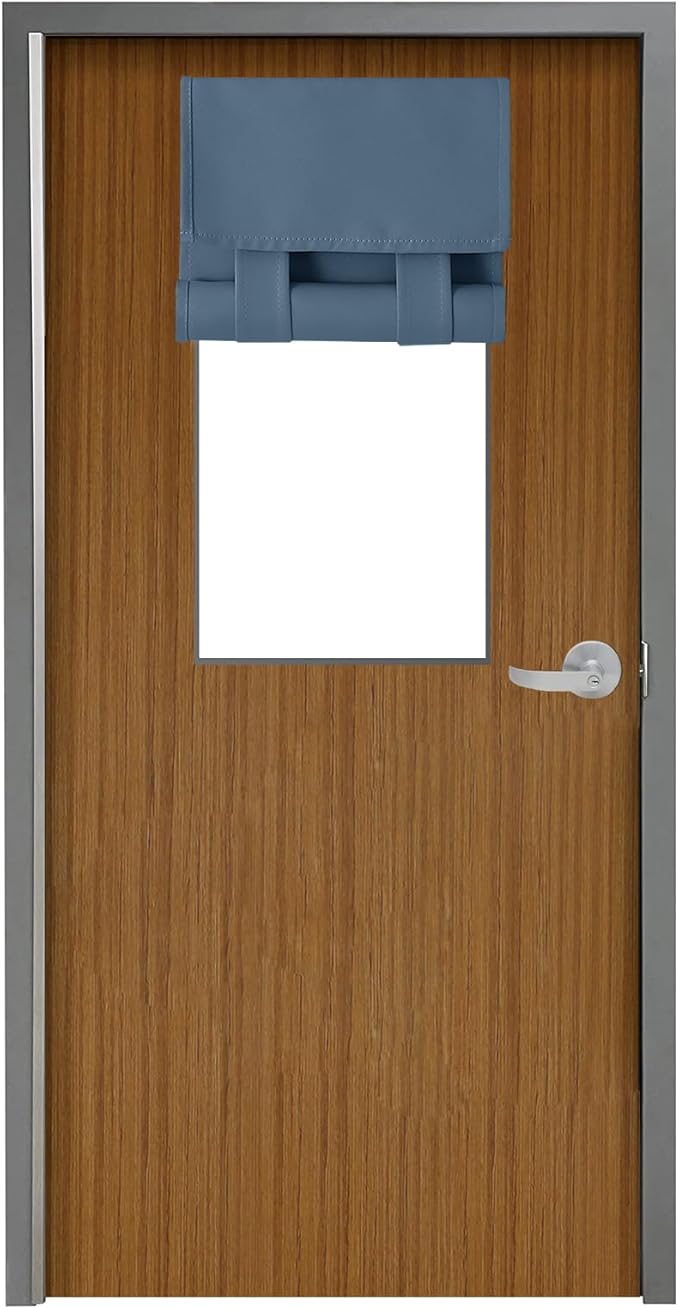 WdFour Classroom Door Window Cover,Blackout Shades for Classroom Windows and Doors，Privacy,Room Darkening Design Blocks Views, Classroom Window Cover Lockdown.12W x 40L Inches, 1 Panel, Stone Blue.