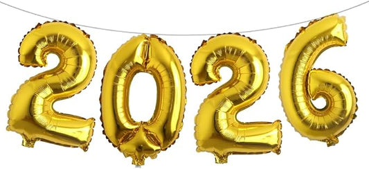 16 Inch 2026 Balloons Number 2026 Foil Balloons for New Years Eve Party Supplies Anniversary Party Graduation Decorations Home Office Decoration (2026 Gold)