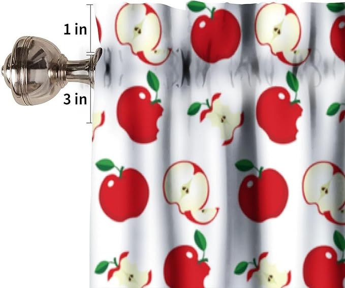 Fresh Apple Curtain Valance, Red Fruit Kitchen Window Treatment for Kitchen Dining Room Bedroom Living Room Cafe Home Decor, 54x18Inch
