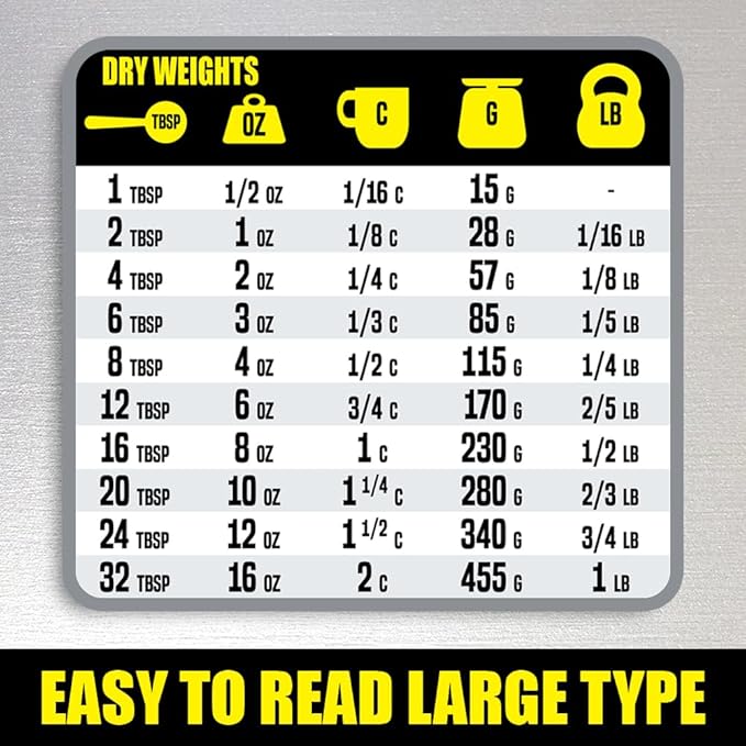 Kitchen Measurement Conversion Chart Magnet - Extra Large Easy to Read Magnetic Kitchen Decor - Weight, Liquid, Temperature Recipe Measuring Tool - Cooking, Cookbook & Baking Accessories Fridge Magnet