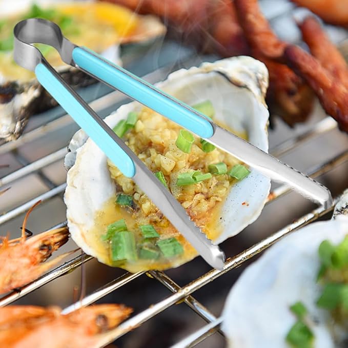 3pcs Stainless Steel Kitchen Tongs Set - 6 Inch Portable Food Serving Clips, Ideal for BBQ, Cooking, and Serving Appetizers, Non-Slip Grip