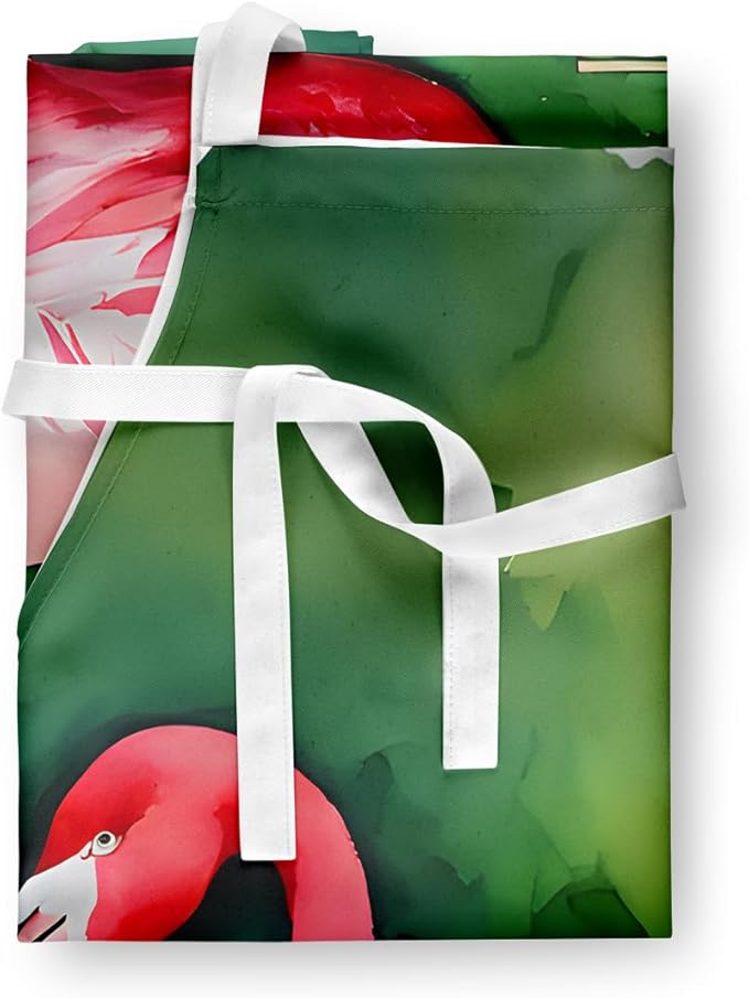 Caroline's Treasures Flamingo Apron Cooking Kitchen Server Baking Crafts Gardening for Adult Women Men, Unisex, Large, Multicolor
