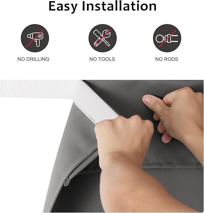 WdFour French Door Curtain - Blackout Thermal Insulated Door & Window Cover for Front/Side Doors - Noise Reducing & Energy Saving - Dark Gray, 34x70 Inches, 1 Panel