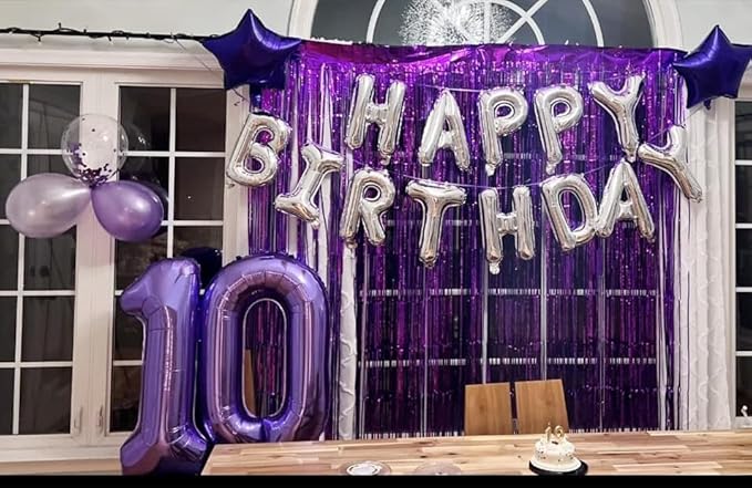 10 Balloons Number, 10th Birthday Decorations for Girl Boys, Purple Birthdays Balloons 40 In for Engagement, Wedding, Celebration Party, Graduations, Photo Shoot