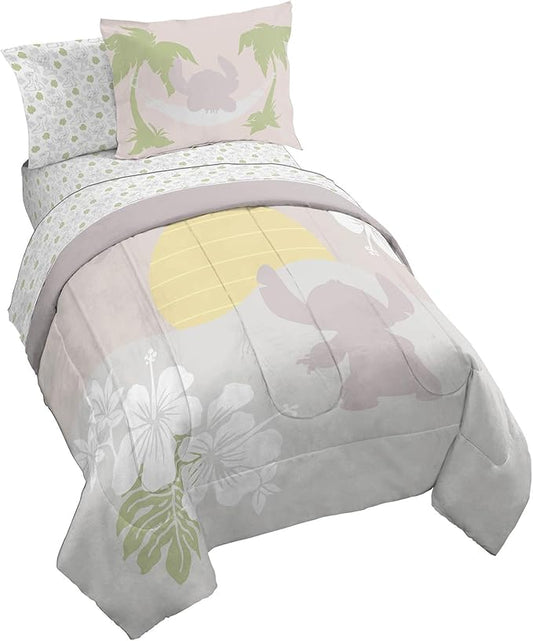Jay Franco Disney Lilo and Stitch Full Size Comforter Set - 7 Piece Bedding Includes Sheet Set & Pillow Covers - Super Soft Cozy Bedding
