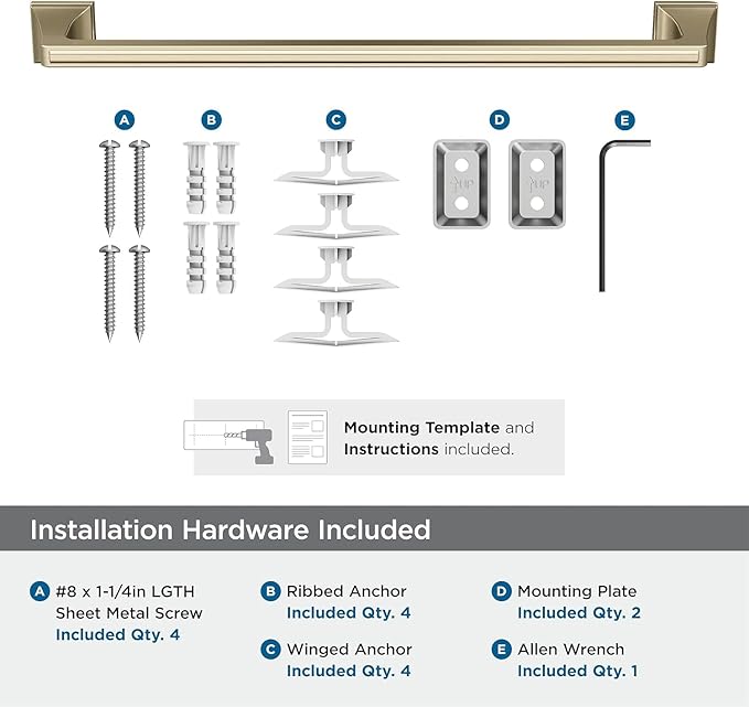 Amerock BH36023BBZ | Golden Champagne Towel Bar | 18 in (457 mm) Towel Rack | Mulholland | Bathroom Towel Holder | Bathroom Hardware | Bath Accessories