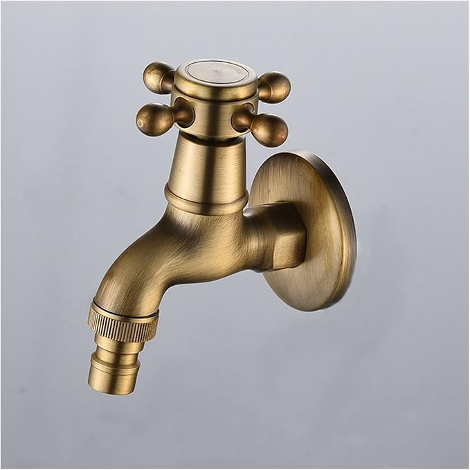 LESANGBAIHUODIAN Wall Mounted Faucet Brass Single Cold Sink Tap Vintage Water Tap Fit for Bathroom Washing Machine Sink Mop Pool Outdoor Garden (Color : Washing Machine S)