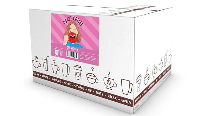 Crave Beverages Flavored Coffee Pods, Compatible with Keurig K-Cup Brewers, Single Serve Cinnamon, 100 Count