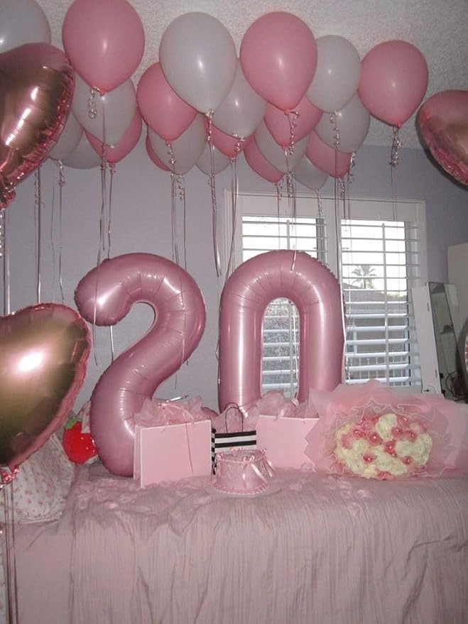 Number Balloon 10th Birthday Decorations, 40 Inch Big Foil Balloon for Men & Women, Pastel Pink Number Balloons for Wedding Memorial Day Birthday Aniversarry Supplies