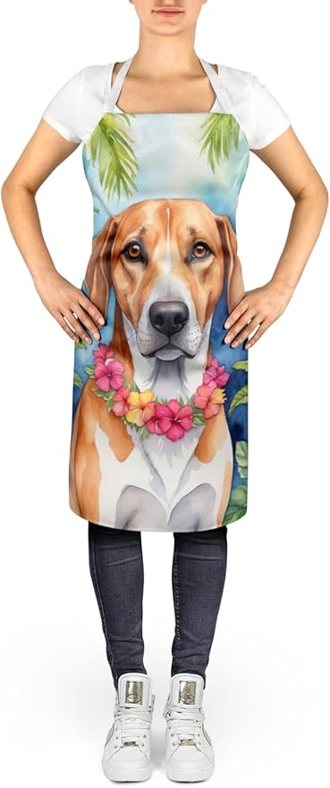 Caroline's Treasures American Foxhound Luau Apron Cooking Kitchen Server Baking Crafts Gardening for Adult Women Men, Unisex, Large, Multicolor