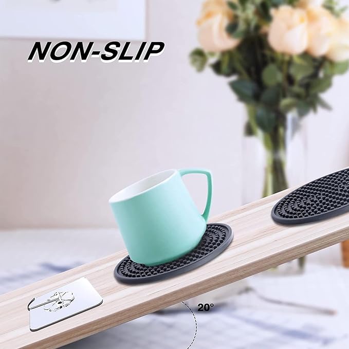 Silicone Coasters for Drinks, Non‑Slip Spill‑Proof Heat Resistant Coasters Set of 4, Reusable Washable Table Protection for Home Decor Kitchen Office, Bar(4Pack,Black)