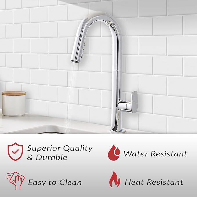 Décor Wow Peel & Stick Backsplash for Kitchen & Bathroom White Subway, 1 sq ft (8-Pack)