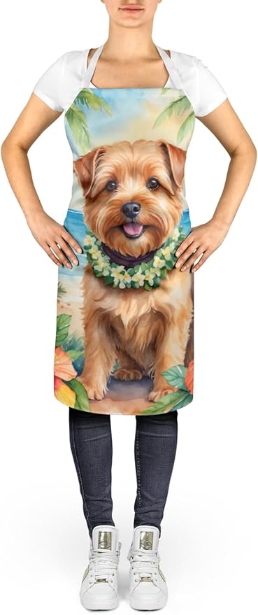 Caroline's Treasures Norfolk Terrier Luau Apron Cooking Kitchen Server Baking Crafts Gardening for Adult Women Men, Unisex, Large, Multicolor