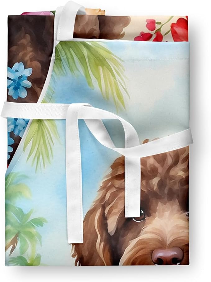 Caroline's Treasures Labradoodle Luau Apron Cooking Kitchen Server Baking Crafts Gardening for Adult Women Men, Unisex, Large, Multicolor