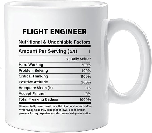 Funny Gift for Flight Engineer, Flight Engineer Nutrition Mug, Best Flight Engineer Gift Ideas, Graduation, Funny Flight Engineer Birthday Mug