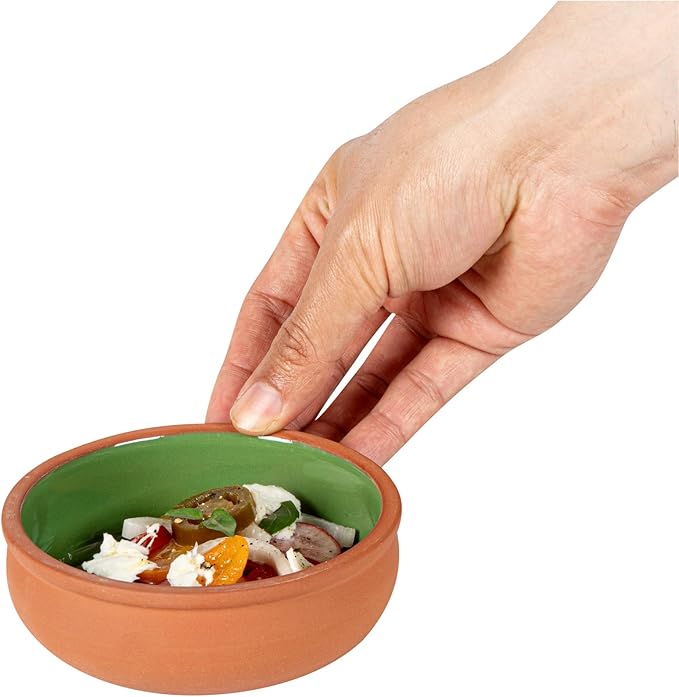 Restaurantware Terracotta Cazuela Bowls 2 Pack of 7 oz Durable Rustic Serving Dish Glazed Oven-Safe Bowl Freezer-Safe Tapas Dish Microwave-Safe Dishwasher-Safe