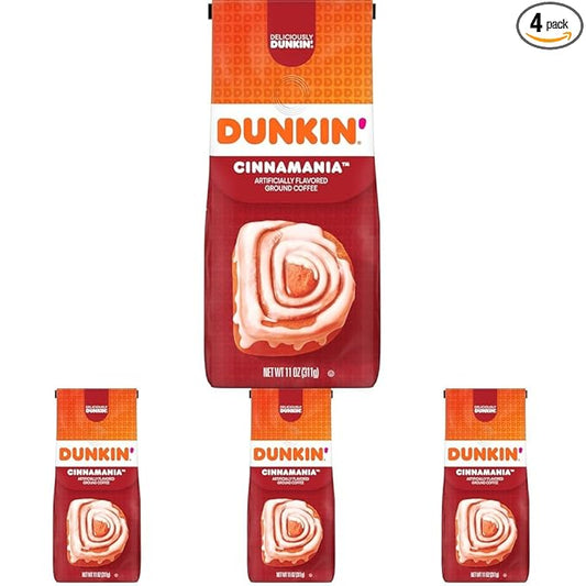 Dunkin' Cinnamania Flavored Ground Coffee, 11 Ounce (Pack of 4)