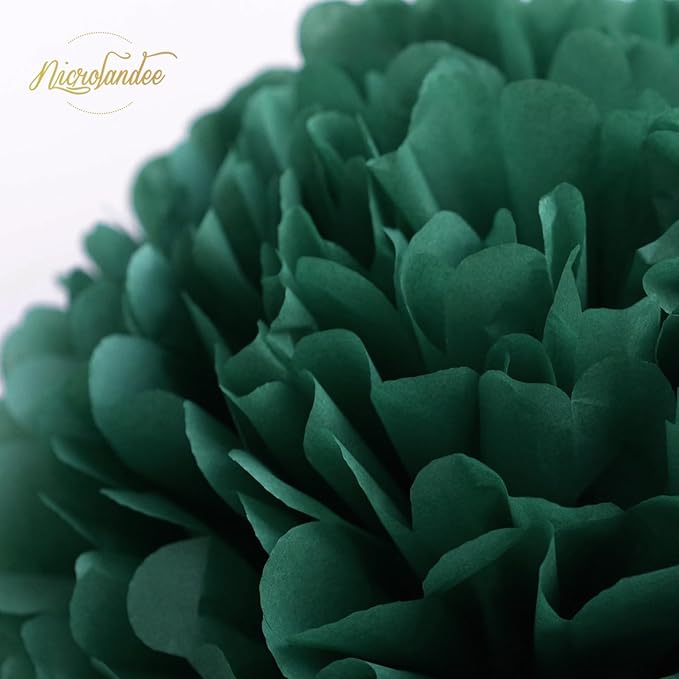 NICROLANDEE Green Wedding Party Decorations - 15 PCS Green Tissue Paper Pom Poms, Dots Paper Garland for Neutral Baby Shower, St. Patrick's Day Party, Birthday, Bridal Showers, Rustic Wedding Decor
