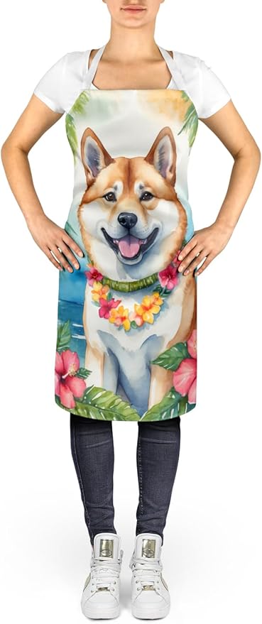 Caroline's Treasures Akita Luau Apron Cooking Kitchen Server Baking Crafts Gardening for Adult Women Men, Unisex, Large, Multicolor