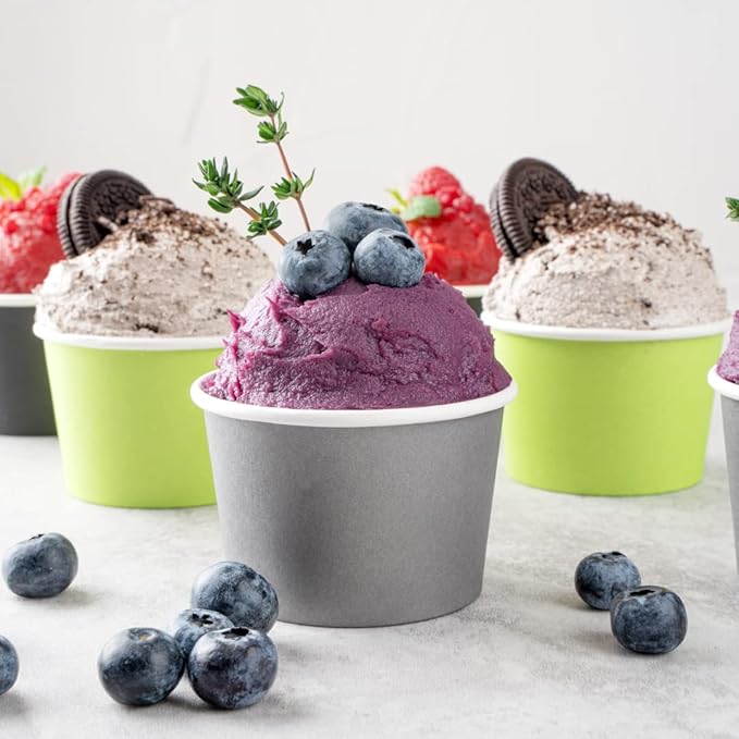 Coppetta 4 Ounce Dessert Cups, 200 Disposable Ice Cream Cups - Lids Sold Separately, Heavy-Duty, Gray Paper Frozen Yogurt Bowls, For Hot And Cold Foods, Perfect For Gelato Or Mousse - Restaurantware