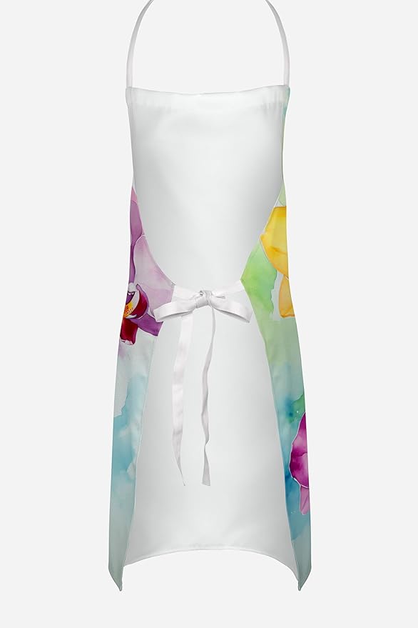Caroline's Treasures Orchids in Watercolor Apron Cooking Kitchen Server Baking Crafts Gardening for Adult Women Men, Unisex, Large, Multicolor