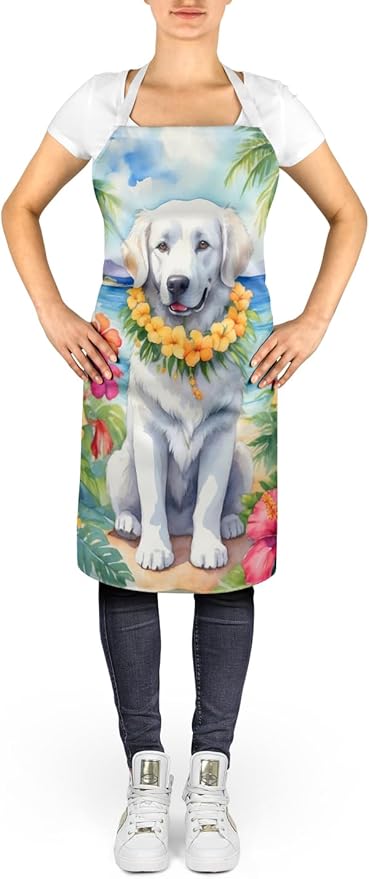 Caroline's Treasures Kuvasz Luau Apron Cooking Kitchen Server Baking Crafts Gardening for Adult Women Men, Unisex, Large, Multicolor