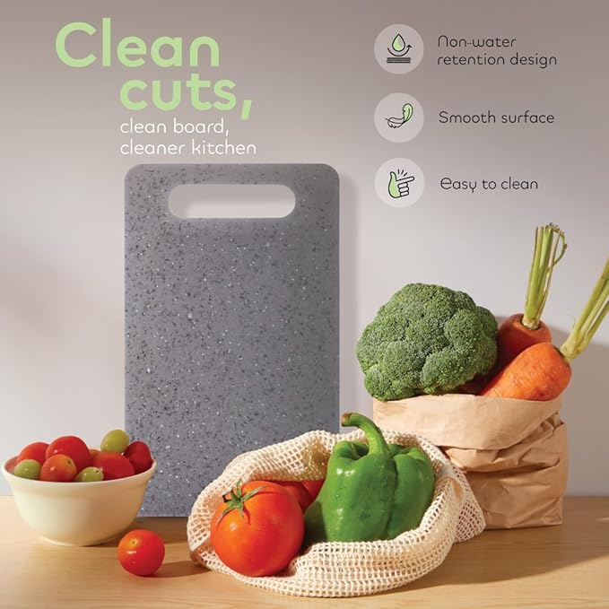Luciano Housewares Cutting Board, High-density Polypropylene Chopping Board for Kitchen Use, Ideal for Cutting Vegetables, Fruits, and Meats, Kitchen Essentials, Gray, 9.75" x 9.88"
