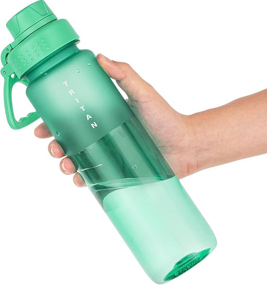 OLDLEY 32oz Frosted Clear Water Bottle, BPA-Free Tritan Plastic Reusable Water Bottle with Fast-Flow Spout Lid, Wide Mouth Leakproof Sports Drinking Bottle for Gym, School, Office, Travel,Bubble Gum