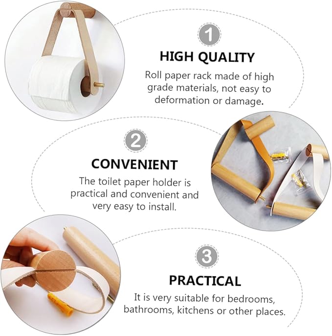 HOMSFOU Wooden Paper Towel Holder Wall Mount Paper Towel Rack Decorative Tissue Box for Home Easy Install