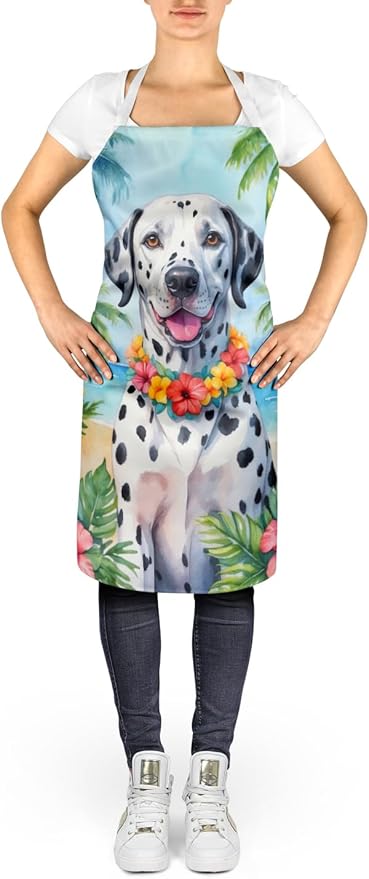 Caroline's Treasures Dalmatian Luau Apron Cooking Kitchen Server Baking Crafts Gardening for Adult Women Men, Unisex, Large, Multicolor
