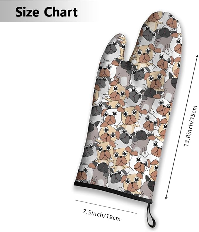 Oven Mitts Cute Animals Heat Resistant Wear-resistant Easy Clean Grill Gloves with Thick Cotton Liner for Grilling Cooking Baking 2PCS