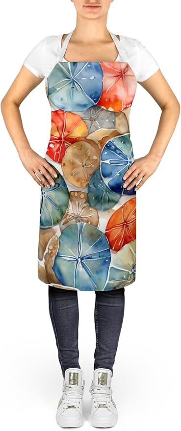 Caroline's Treasures Sand Dollars Apron Cooking Kitchen Server Baking Crafts Gardening for Adult Women Men, Unisex, Large, Multicolor